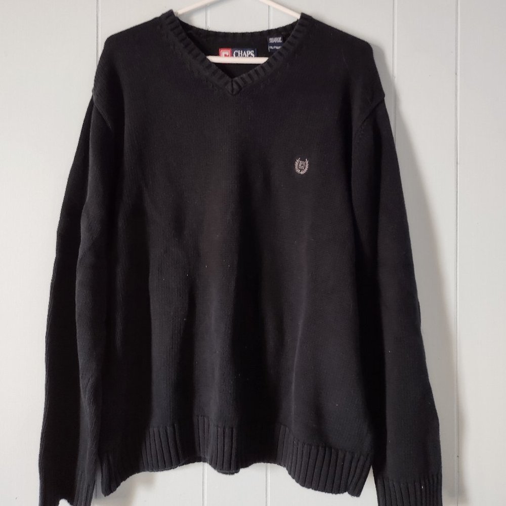 CHAPS Cotton V-Neck Long Sleeve Sweater